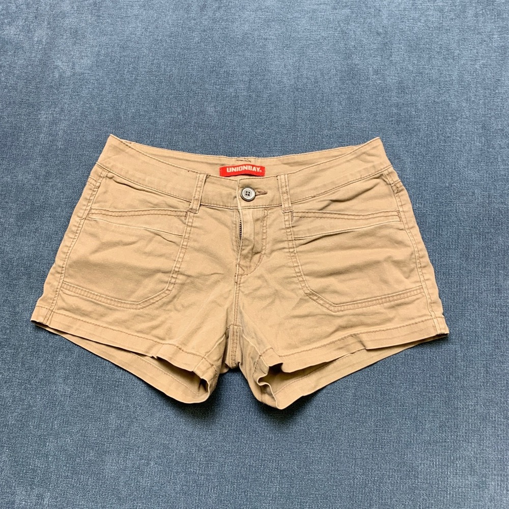 Unionbay Delaney Shorts Womens 5 Tan Twill Low Rise Utility Summer Beach Retro
